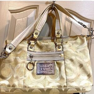 COACH POPPY SATEEN GOLD SATCHEL BAG # G1068-15860